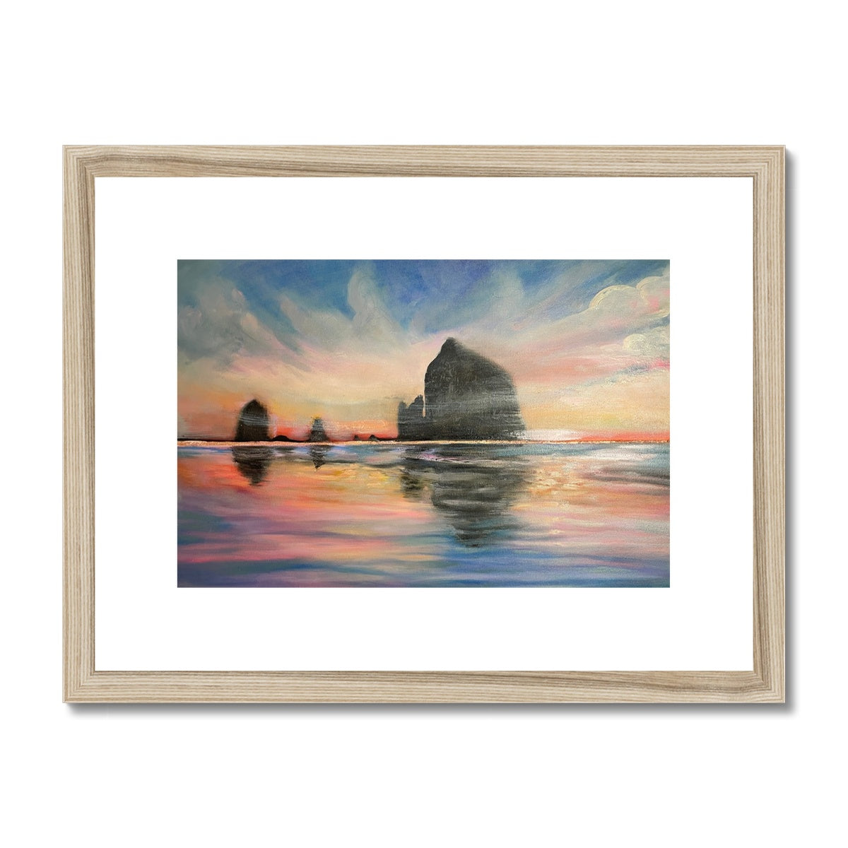 Sunset at Haystack Rock Framed & Mounted Print