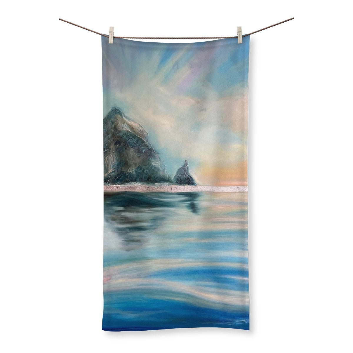 Reflections at Haystack Rock Towel