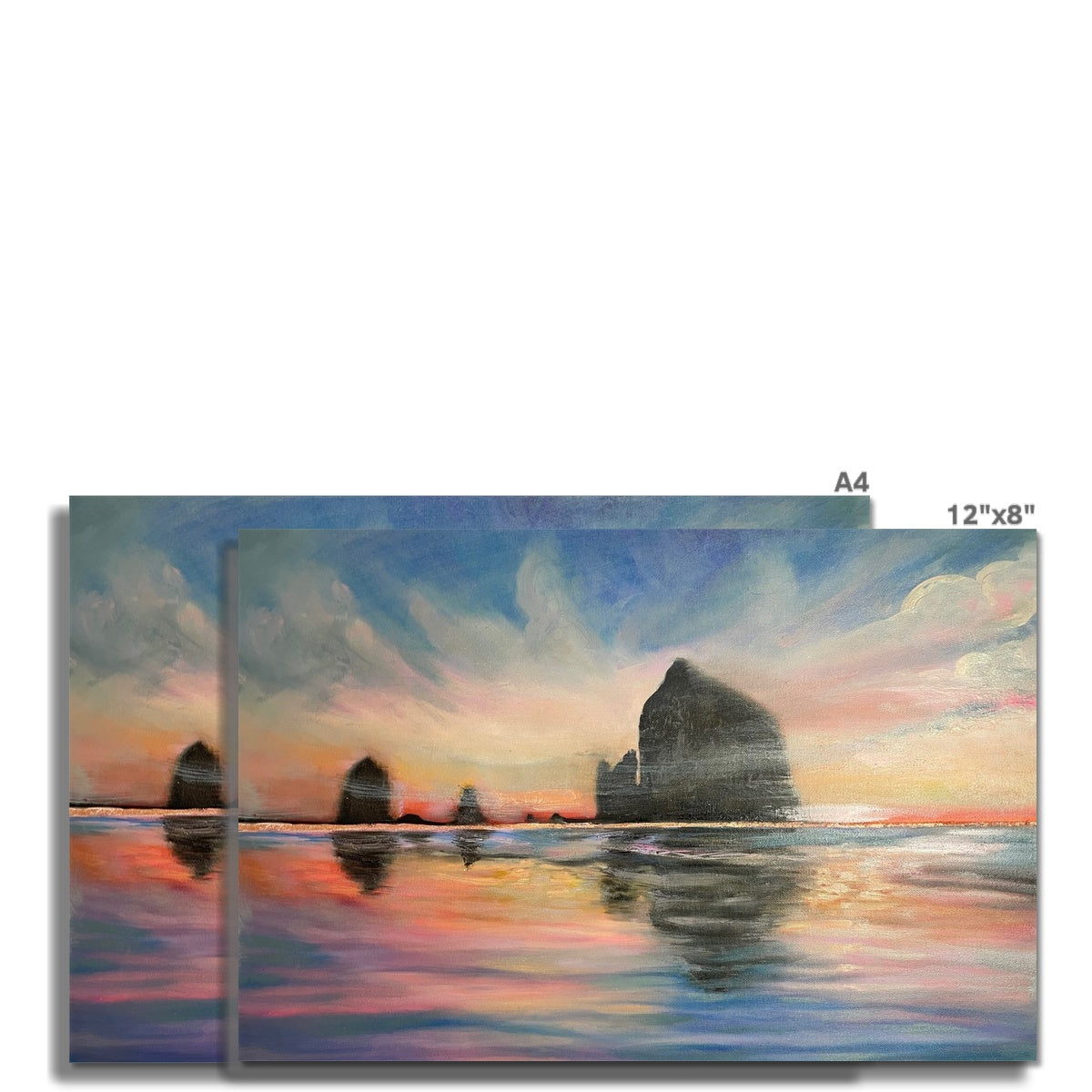 Sunset at Haystack Rock Photo Art Print