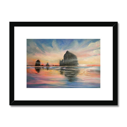 Sunset at Haystack Rock Framed & Mounted Print