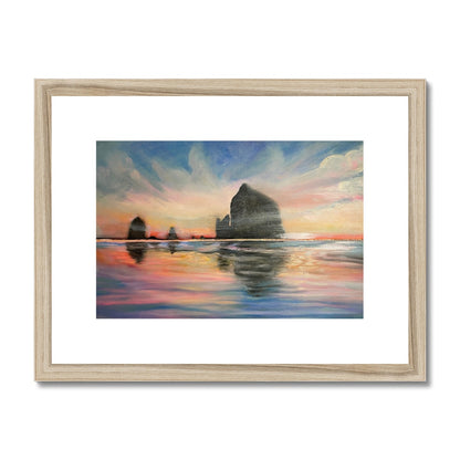 Sunset at Haystack Rock Framed & Mounted Print