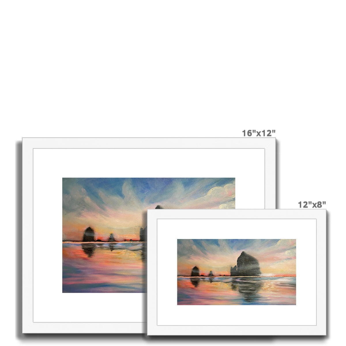 Sunset at Haystack Rock Framed & Mounted Print