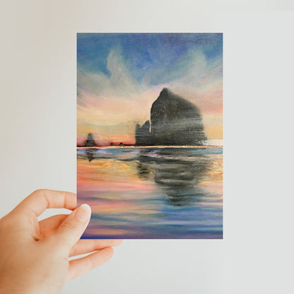 Sunset at Haystack Rock Classic Postcard