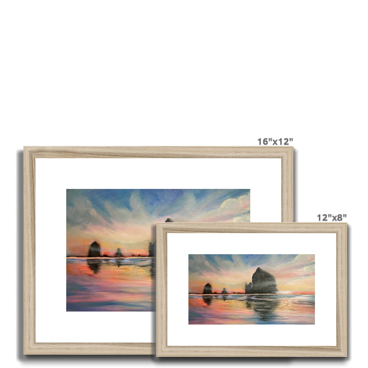 Sunset at Haystack Rock Framed & Mounted Print