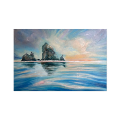 Reflections at Haystack Rock Photo Art Print